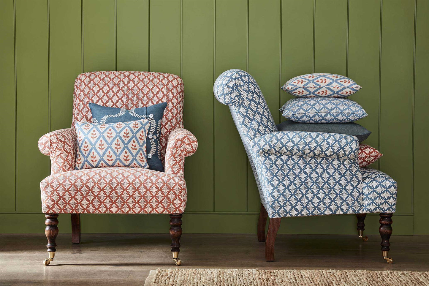 Lattice Leaf - Soft Cornflower, Peach