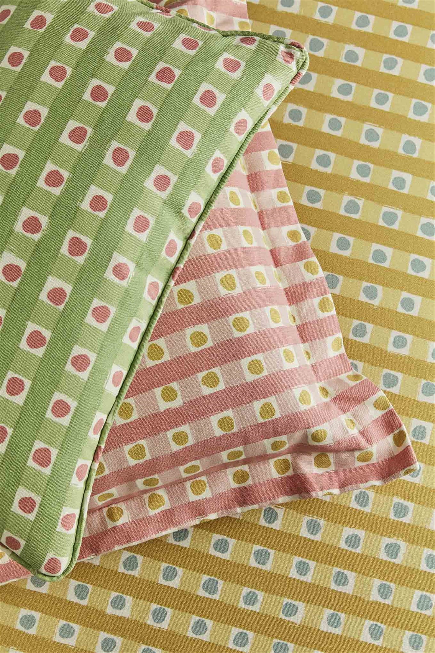 Dotty Check - Soft Moss, Moss, Soft Raspberry