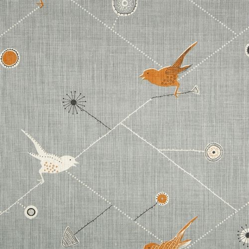 Dawn Chorus Oilcloth - Duck Egg, Pumpkin and Winter