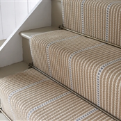 Stair or Floor Runner - Stripe and Dash - Mouse and Cornflower 