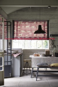 Here on the roman blinds is my daughter Rose's wonderful new print Wild and Free in Mallow and Dormouse...