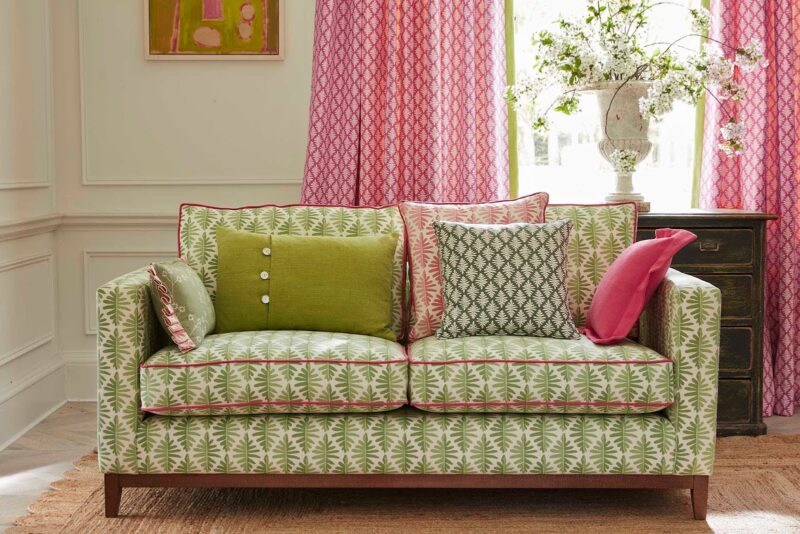 Green patterned sofa
