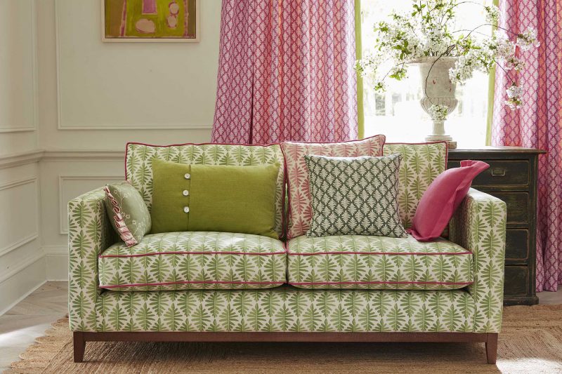 the Fairford sofa in wild fern moss fabric
