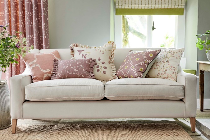 Chedworth sofa with designer fabric cushions