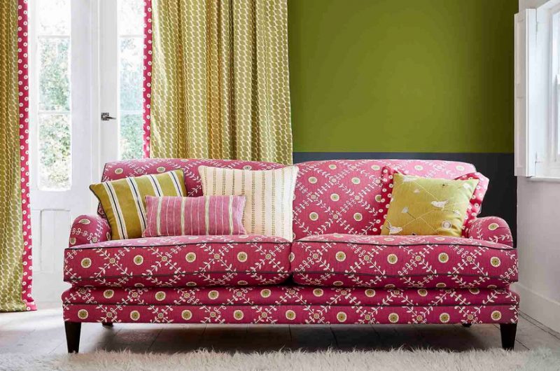 The Traditional Sofa in pink upholstery fabric