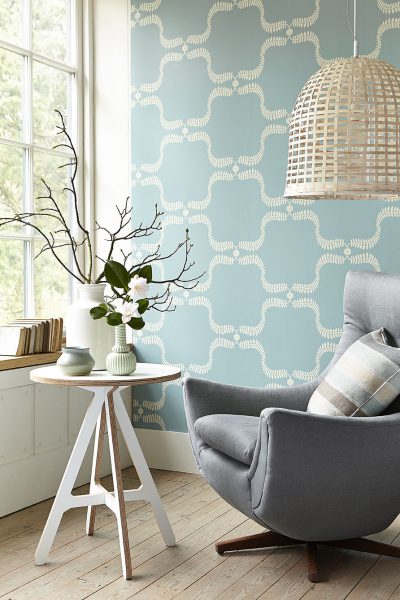 blue pattern wall covering