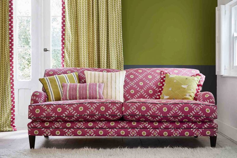 traditional chedworth sofa in bright pink