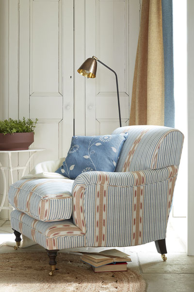 luxury bespoke traditional armchair in blue