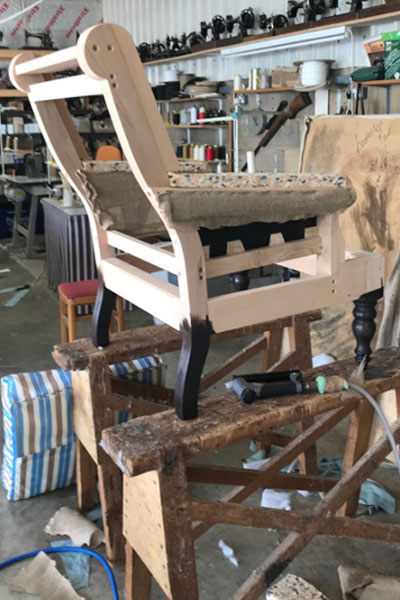 luxury armchair construction in progress vanessa arbuthnott