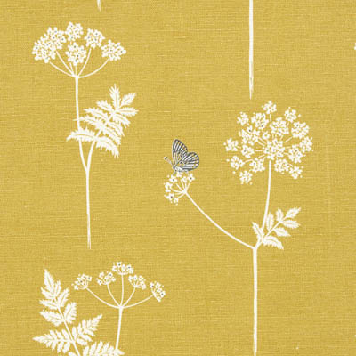 Cow Parsley - Saffron, Charcoal Fabric