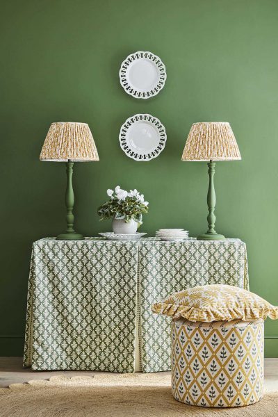pair of table lamps with pleated lampshades