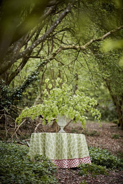 outdoor table cloth in the forest