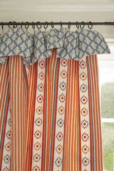 flop over frill curtains on black curtain rail