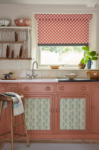 luxury red kitchen roller blind