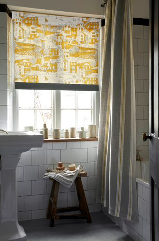 dappled light effect through luxury bathroom roller blind
