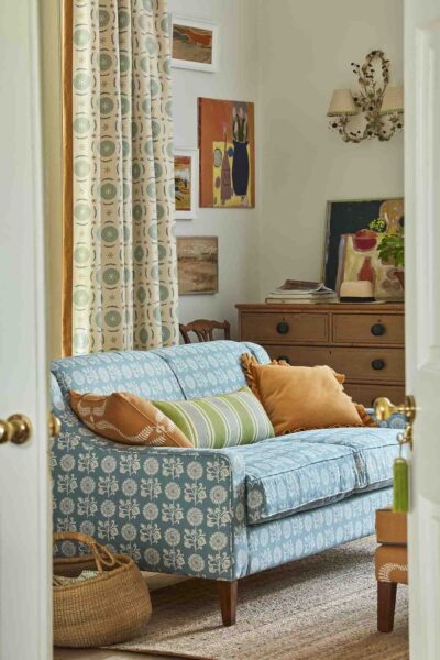 Rust and green stripe cushions