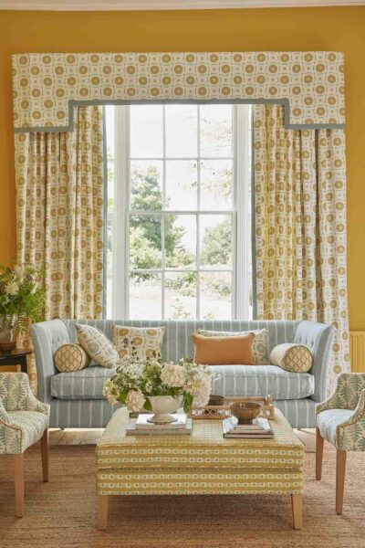 Striped sofa with cushions