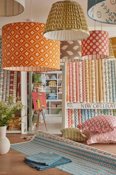 Showroom fabrics and lamps