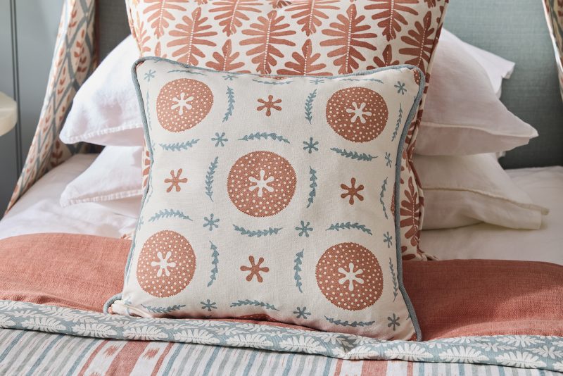 Peach patterned cushion