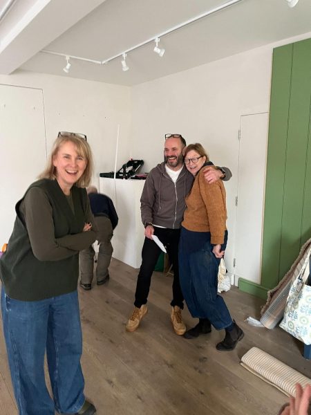 Vanessa, Sally & Mark on set at The Bothy