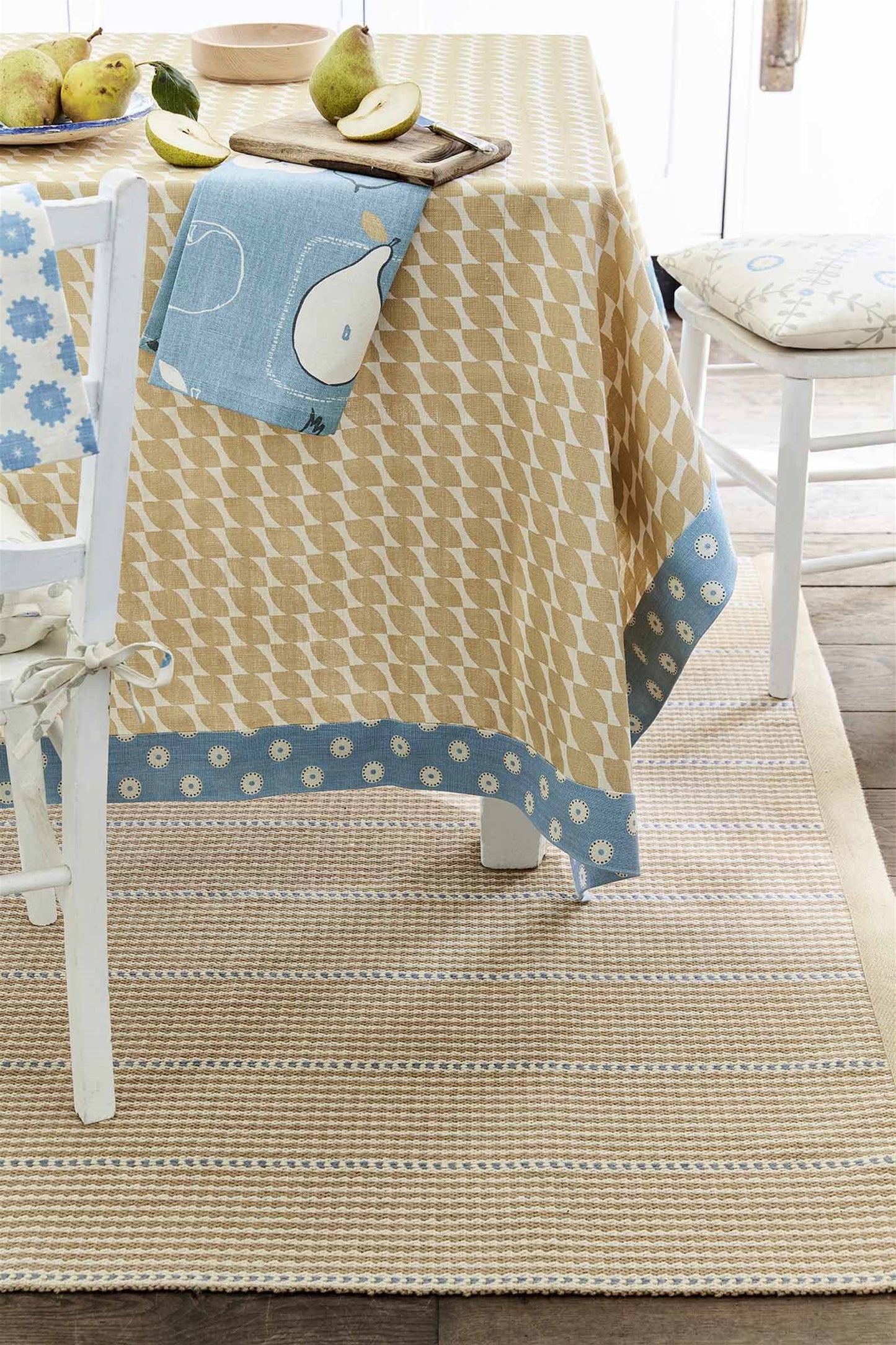 Stripe and Dash Rug - Mouse, Cornflower