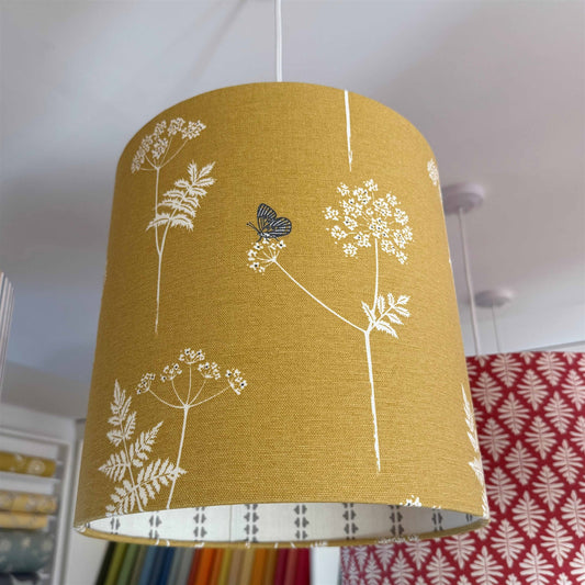 Cow Parsley - Saffron, Charcoal - contrast lining - drum, ceiling