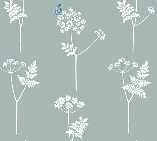 Cow Parsley - Wallpaper - Duck Egg, Cornflower