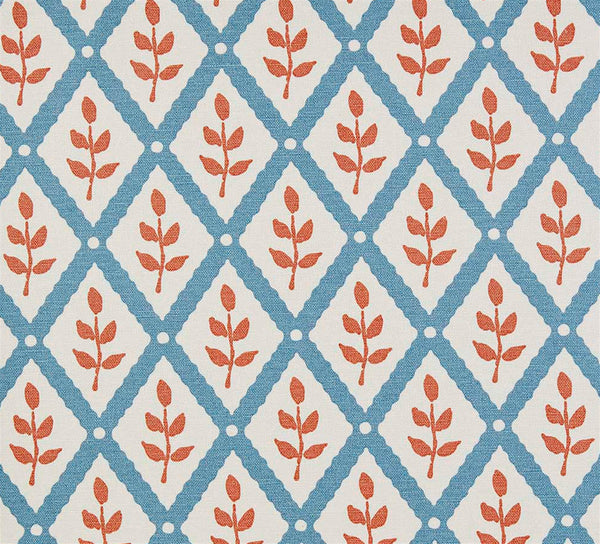 Lattice Leaf - Soft Cornflower, Peach