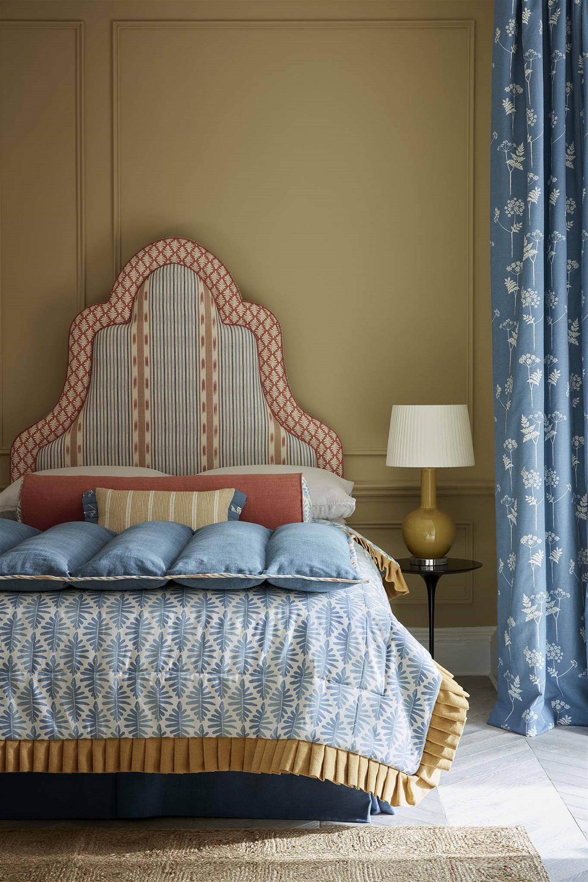 Stripe and Dash - Sand, Cornflower