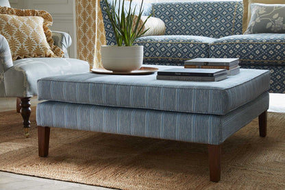 Stripe and Dash - Cornflower, Forget-me-not, Denim