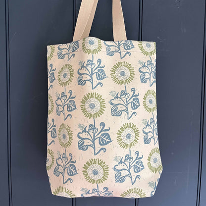 Tote Bag - Sunflower Detail, Light Indigo, Cloud, Moss and Cow Parsley, Cornflower, Duck Egg