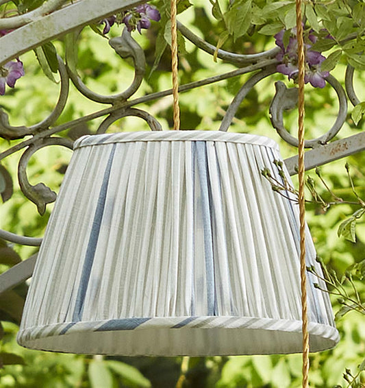 Lapland Stripe - Duck Egg, Cornflower - pleated, for lamp base - Was £223, Now £156