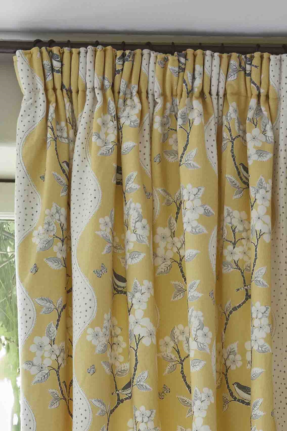 pencil pleat bird curtains