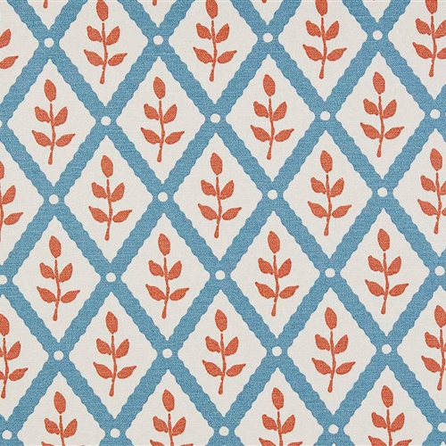 Lattice Leaf - Soft Cornflower, Peach