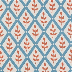 Lattice Leaf - Soft Cornflower, Peach