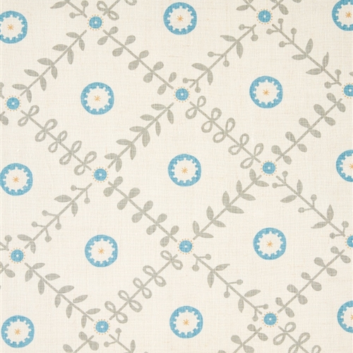 Fruit Garden Detail - Pigeon, Powder Blue, Straw