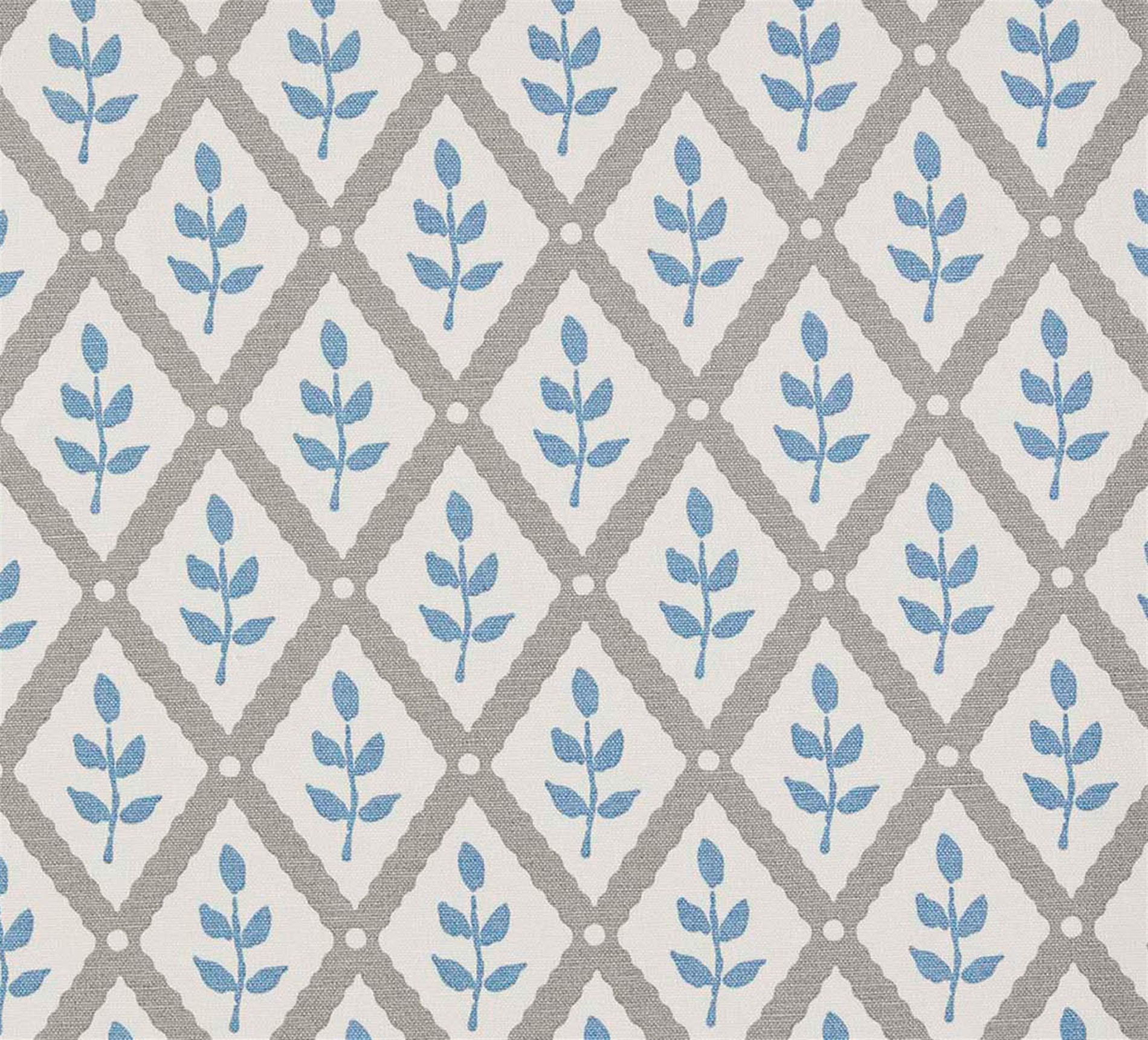 Lattice Leaf Scree, Soft Cornflower Designer Fabric, Curtain and