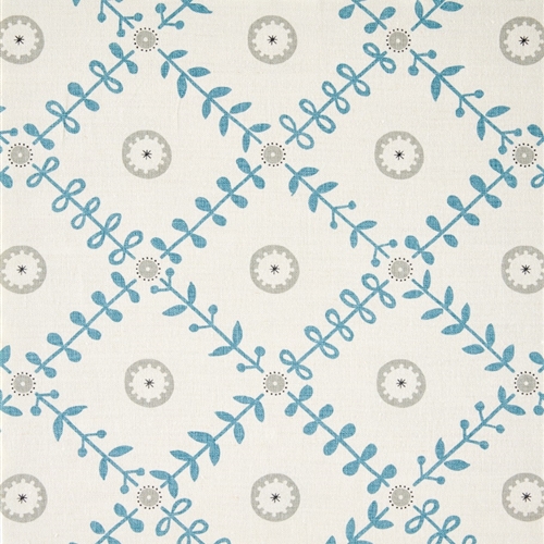 Fruit Garden Detail - Powder Blue, Pigeon, Charcoal - Discontinued - By the Metre