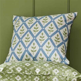 Lattice Leaf - Soft Cornflower, Moss - square