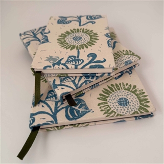 Sunflower Detail Notebook - Light Indigo, Cloud, Moss