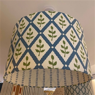 Lattice Leaf - Soft Cornflower, Moss - contrast lining - drum, ceiling