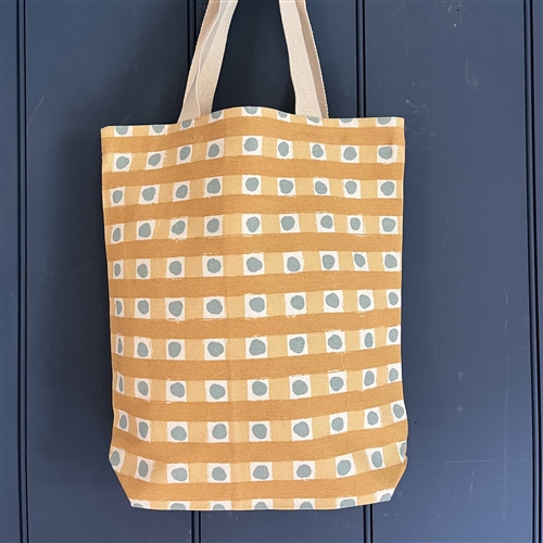 Tote Bag - Dotty Check, Light Ochre, Ochre, Smoke and Up the garden path, Day Lily