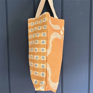 Tote Bag - Dotty Check, Light Ochre, Ochre, Smoke and Up the garden path, Day Lily