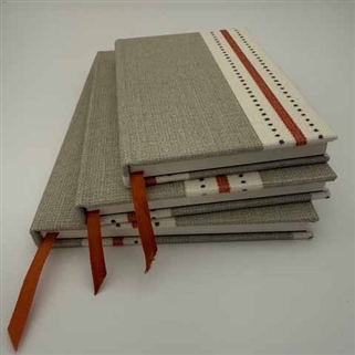 Stockholm Stripe Notebook - Pigeon, Peach, Winter