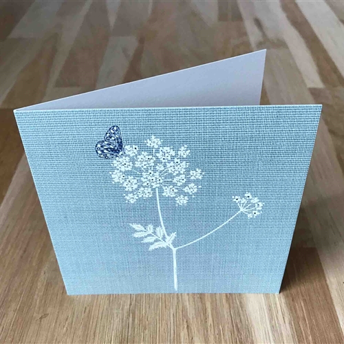 Note Card - Cow Parsley - Duck Egg, Cornflower