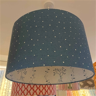 Plain Dotty - Cornflower - contrast lining - drum, ceiling