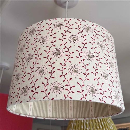 Dandelion Trellis - Cranberry, Stone - contrast lining - drum, ceiling