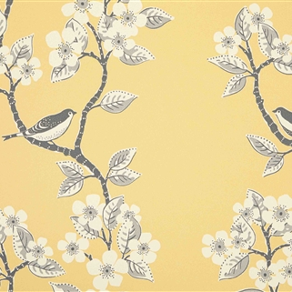 Song Birds - Wall Covering - Buttercup, Clay, Charcoal