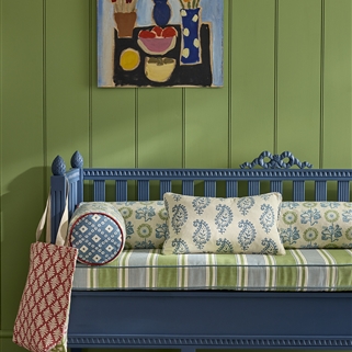 Bench Seat Bolsters - Sunflower Detail - Light Indigo, Cloud, Moss