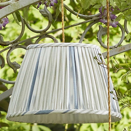 Lapland Stripe - Duck Egg, Cornflower - pleated, for lamp base - Was £223, Now £156